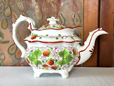 Antique Staffordshire Pearlware Strawberry Pattern Teapot picture