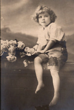 RPPC Adorable Kid w/ Flowers Style & Fashion VINTAGE Postcard picture