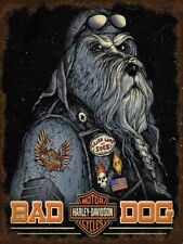 HARLEY DAVIDSON BAD DOG RIDING GEAR HEAVY DUTY USA MADE METAL ADVERTISING SIGN picture