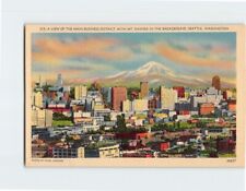Postcard View of the Main Business District with Mt. Rainier Seattle Washington picture