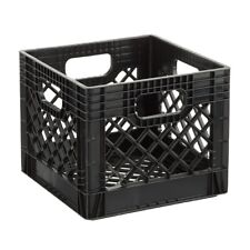 16QT Plastic Heavy-Duty Plastic Square Milk Crate Black(FAST SHIPPING)) picture
