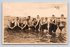 RPPC German Men & Women Swimming Suits Dancing a Waltz Beach Party Pier Postcard picture