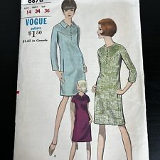 Vintage 1960s Vogue 6876 Semi Fitted Kimono Sleeve Dress Sewing Pattern 14 CUT picture