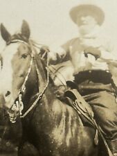 Horse Photo Postcard Rppc Unidentified Man Horseback Rider 88 Years Old AZO picture
