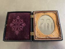 1860s 1/6 Plate Ambrotype Photo of Beautiful Woman in Floral Union Case picture