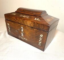 Antique 19th Century English Regency Rosewood Mother-Of-Pearl Tea Caddy box picture