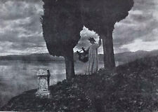 Paul Pichier pictorialist print Shepherd and Cypresses 1910 picture