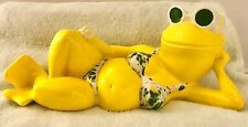 ENCHANTO CALIFORNIA POTTERY Ceramic Yellow Reclining Frog Bikini Sunglasses EUC picture