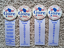 4 vtg 2000 al gore for president buttons with vote democrat ribbons attached picture