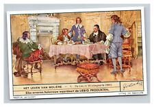 Vintage Liebig Trade Card - Dutch - 2 of The Life of Molière Playwriter Set picture