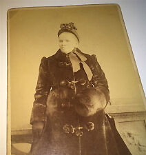 Antique ID'd Wealthy Winter Lady Fantastic Fashion Jacket New York Cabinet Photo picture