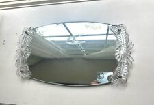Beautiful Vintage Vanity Mirror Dresser Tray Pressed Glass Handles picture
