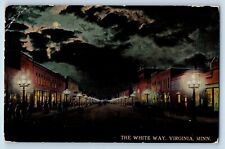Virginia Minnesota Postcard White Way Night Scene Moonlight Building 1912 Posted picture