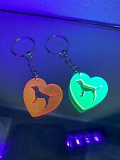 2x PINK LOVE ACRYLIC HEART PUPPY DOG KEYCHAIN KEYRING STORE DISPLAY PROP GLOW picture