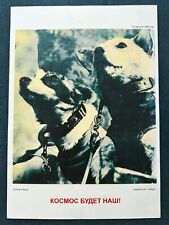 1960 Space Dog Belka Strelka Rocket Original Poster Russian Soviet 30x40 Rare picture