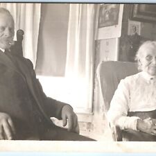 c1910s Old Man & Woman RPPC House Interior Wall Calendar Real Photo Overy 173 picture