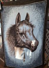 Vintage Biederlack Of America REVERSIBLE Blanket Throw Horse Made USA 74