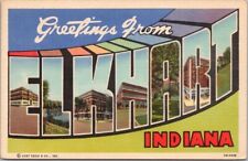 ELKHART Indiana Large Letter Postcard Multi-View / Curteich Linen c1940 Unused picture