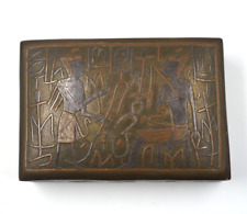 Fine Antique 1920'S Deco Bronze Egyptian Revival Box Trinket W Wood Interior picture