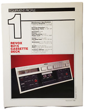 Studer ReVox Catalog B215 Cassette Deck Specification Sheets Excellent Condition picture