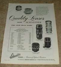 1957 Schneider Lens Ad, Quality Lenses NICE picture