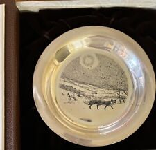Vintage Franklin Mint JAMES WYETH, “Winter Fox” Sterling Silver plate 1973 w/Box picture