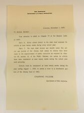Vintage 1899 Letter NH Department Of Public Instruction Superintendent P192 picture