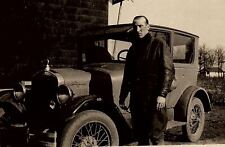 1929 FORD MODEL A TUDOR SEDAN OHIO PLATES OWNER LEATHER JACKET PHOTOGRAPH 34-150 picture