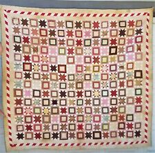 antique exceptional patchwork 19thc hand made pieced quilt cotton 82x76 picture
