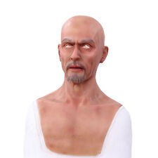 Realistic Old Man Face Masks Movie Props Crossdresser Silicone Hoods Headwear picture