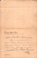 1893 DANCE CARD antique dancing partner slip CRYSTAL SOCIAL CLUB teenage society picture