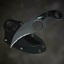 Mini Karambit Claw Knife Serrated Fixed Blade Hunting Wild Tactical Combat Black picture