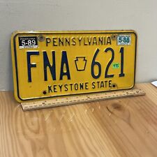 Vtg PA Pennsylvania License Plate 1989's Yellow Keystone State FNA 621 picture