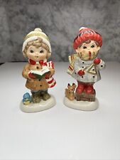 Vintage Napcoware Christmas Girl &Boy Caroler Figurines/ Squirrel&bluebird picture