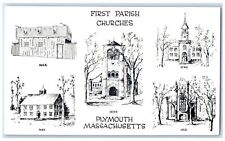 c1950's First Parish Churches Worship Multiview Plymouth Massachusetts Postcard picture