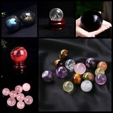 Natural Gems Quartz Crystal Sphere Ball Energy Healing Stone Decor + Stand Reiki picture