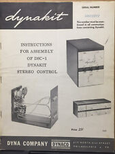 Vtg Dynakit Assembly Manual for the DSC-1 Stereo Control circa 1958 picture