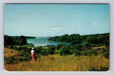 Marthas Vineyard MA-Massachusetts, Lake Tashmoo, Antique Vintage c1955 Postcard picture
