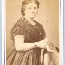 c1880s Paris, France Woman Lady w/ Book CdV Photo Card Pierson Rue Taitbout H11 picture
