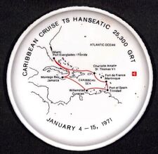 Caribbean Cruse TS Hanseatic Hamburg AL 1971 Ceramic Tip Tray w/ Route Map VGC picture