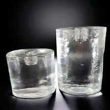 Iittala Oval Candlestick Candle Holder Timo Sarpaneva Finland Set 2 Clear READ picture