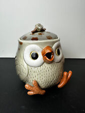 Vtg Fritz & Floyd Ceramic Glossy Big Eyes Gray Feet Spotted Owl Teapot F5 picture