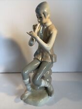 Vintage Porcelain Figurine~Boy With Flute~Cascades~Spain~Lladro Like Glaze Color picture