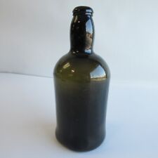 Antique handmade open pontil thick heavy green spirits liquor beer bottle picture