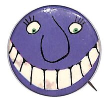 Big Teeth - Big Grin Cartoon Purple Pinback Button - c1970's picture