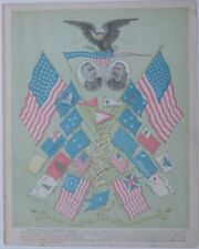 Original 1899 FLAGS OF THE UNION Antique Color Lithograph United States Admirals picture