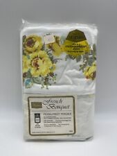 Vintage Sears Perma Prest Percale Two King Pillowcases Yellow French Bouquet picture