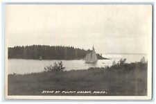 c1910's Scene At Pulpit Harbor Maine ME, Sailboat RPPC Photo Antique Postcard picture