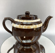 England Antique Mottled Blue Stripped Brown Betty Teapot Pottery 4-5c Sadler 954 picture
