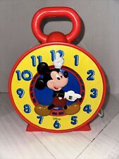 Vintage 1981 Disney Mickey Mouse  Chatter Clock with pull string toy Mattel picture